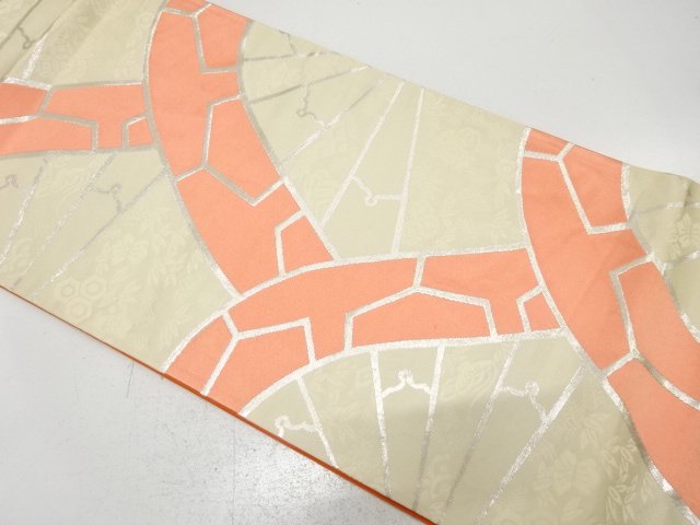 JAPANESE KIMONO / ANTIQUE FUKURO OBI / SILK / WOVEN WHEEL PATTERN
